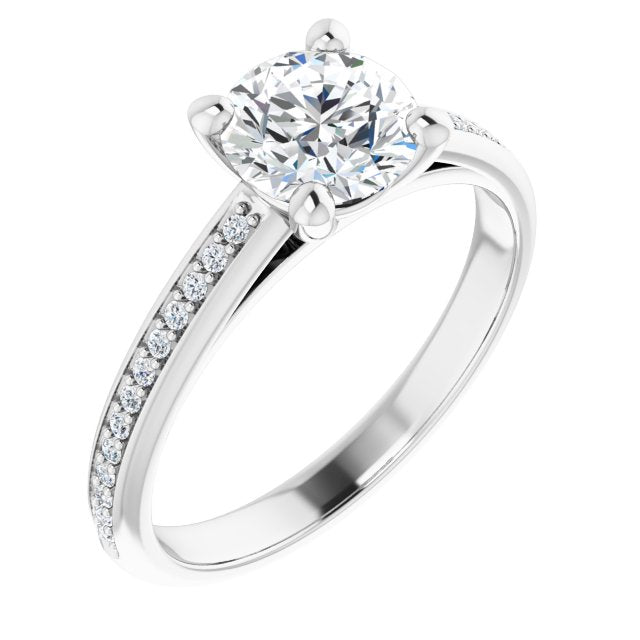 10K White Gold Customizable Cathedral-set Round Cut Style with Shared Prong Band