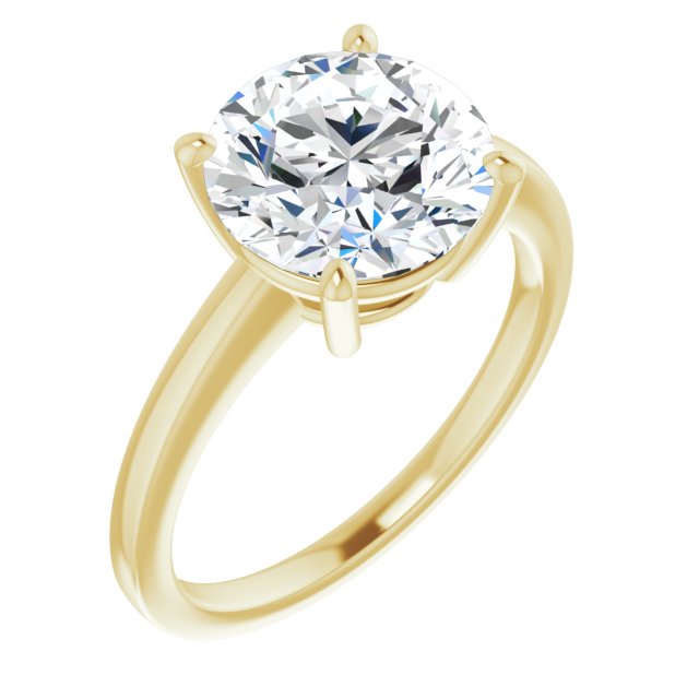 10K Yellow Gold Customizable Bowl-Prongs Round Cut Solitaire with Thin Band