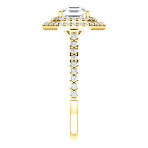 Cubic Zirconia Engagement Ring- The Alisa (Customizable Asscher Cut with Geometric Double Halo)
