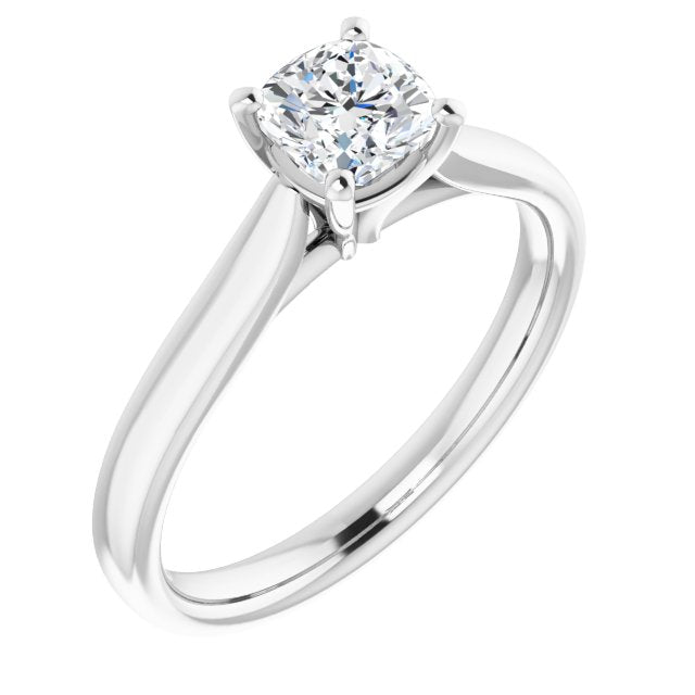 10K White Gold Customizable Cathedral-Prong Cushion Cut Solitaire