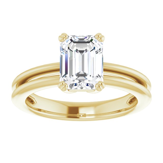 Cubic Zirconia Engagement Ring- The Evie (Customizable Radiant Cut Solitaire with Grooved Band)