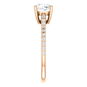 Cubic Zirconia Engagement Ring- The Tanisha (Customizable Cathedral-set Cushion Cut Design with Thin Pavé Band)