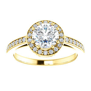 Cubic Zirconia Engagement Ring- The Kira (Customizable Cathedral-Halo Round Cut Design with Thin Pavé Band)