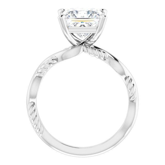 Cubic Zirconia Engagement Ring- The Marja (Customizable Princess/Square Cut Solitaire with Twisting Split Band)