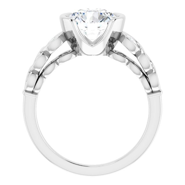 Cubic Zirconia Engagement Ring- The Destiny (Customizable 7-stone Round Cut Design with Interlocking Infinity Band)