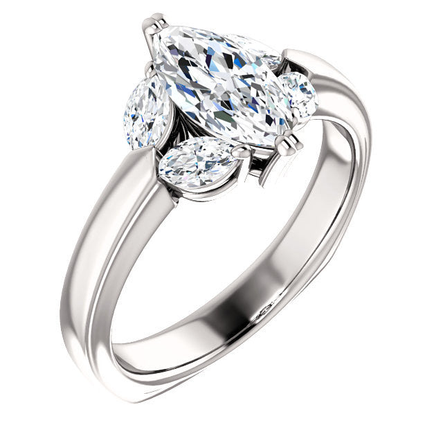 Cubic Zirconia Engagement Ring- The Melitza (Customizable Marquise Cut 5-stone with Marquise Accents)