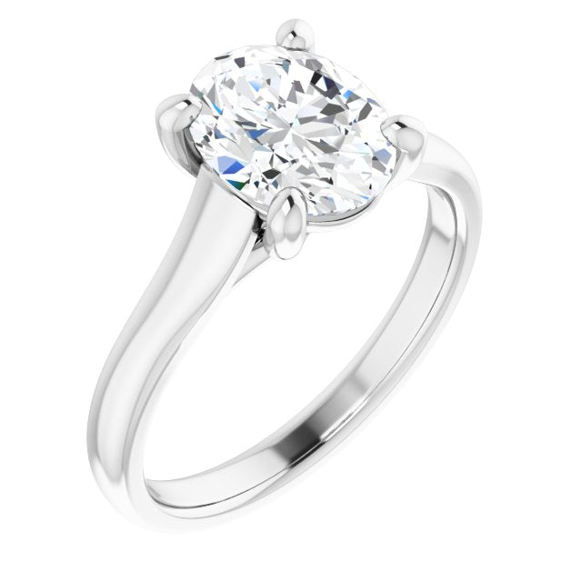 10K White Gold Customizable Oval Cut Cathedral-Prong Solitaire with Decorative X Trellis