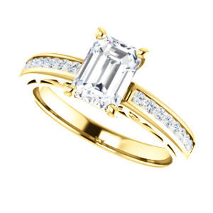 Cubic Zirconia Engagement Ring- The Jazmin Ella (Customizable Emerald Cut with Three-sided Filigree and Channel Accents)