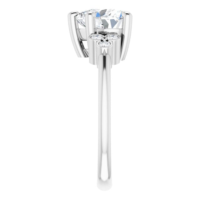 Cubic Zirconia Engagement Ring- The Irene (Customizable 7-stone Heart Cut Center with Round-Bezel Side Stones)