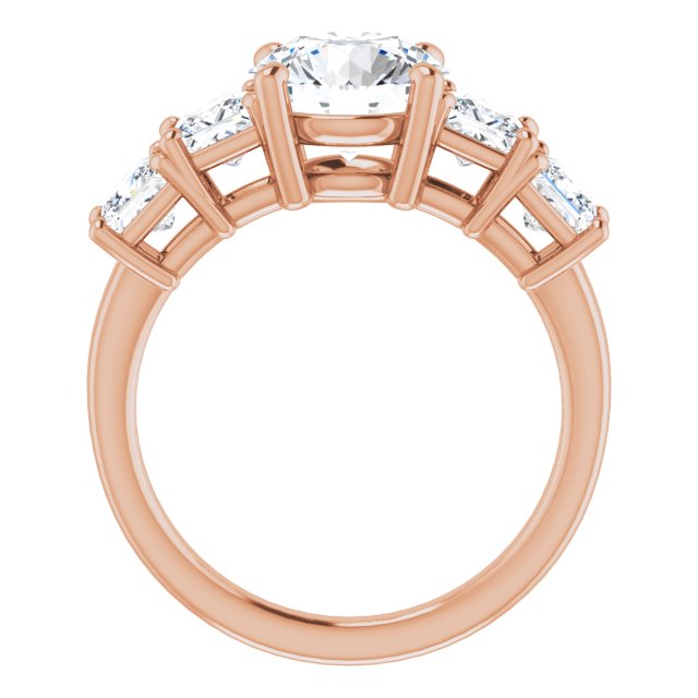 Cubic Zirconia Engagement Ring- The Abril (Customizable 5-stone Round Cut Style with Quad Princess-Cut Accents)