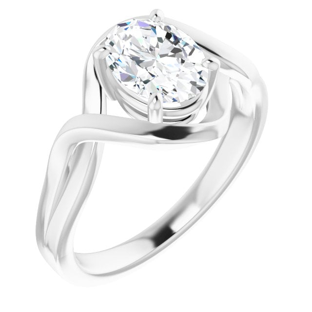 Cubic Zirconia Engagement Ring- The Helene (Customizable Oval Cut Hurricane-inspired Bypass Solitaire)