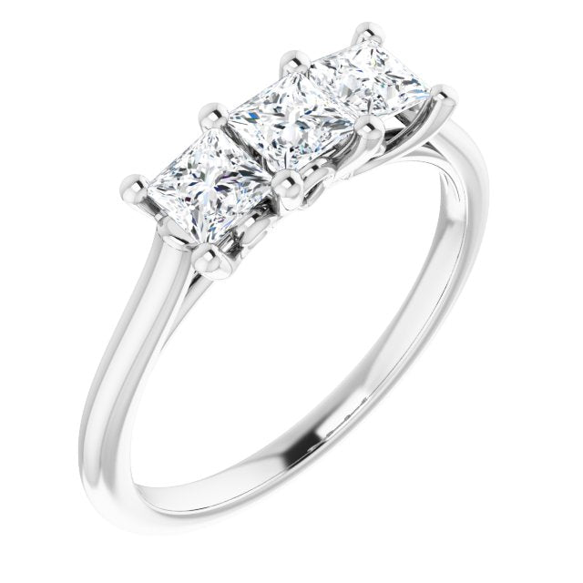 10K White Gold Customizable Triple Princess/Square Cut Design with Thin Band