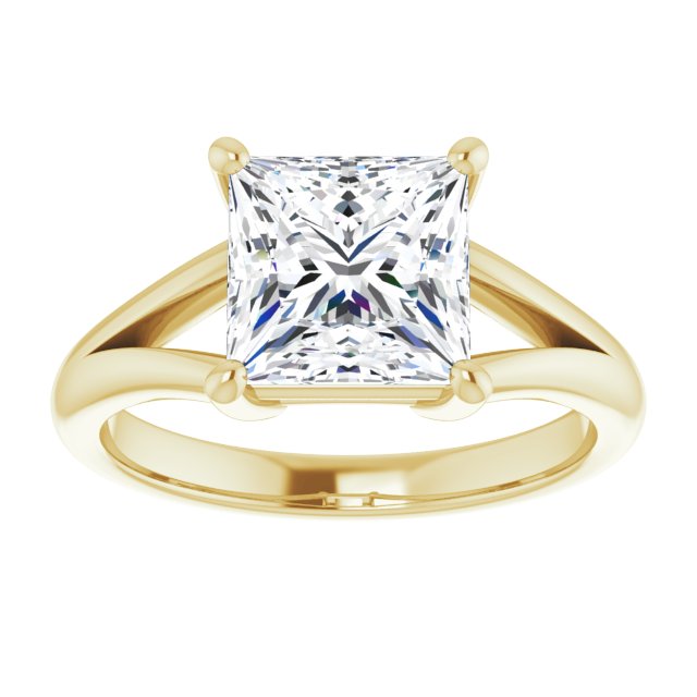 Cubic Zirconia Engagement Ring- The Ning (Customizable Princess/Square Cut Solitaire with Tapered Split Band)