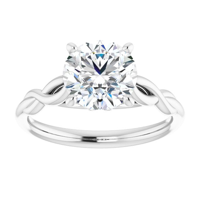 Cubic Zirconia Engagement Ring- The Diamond (Customizable Round Cut Solitaire with Braided Infinity-inspired Band and Fancy Basket)