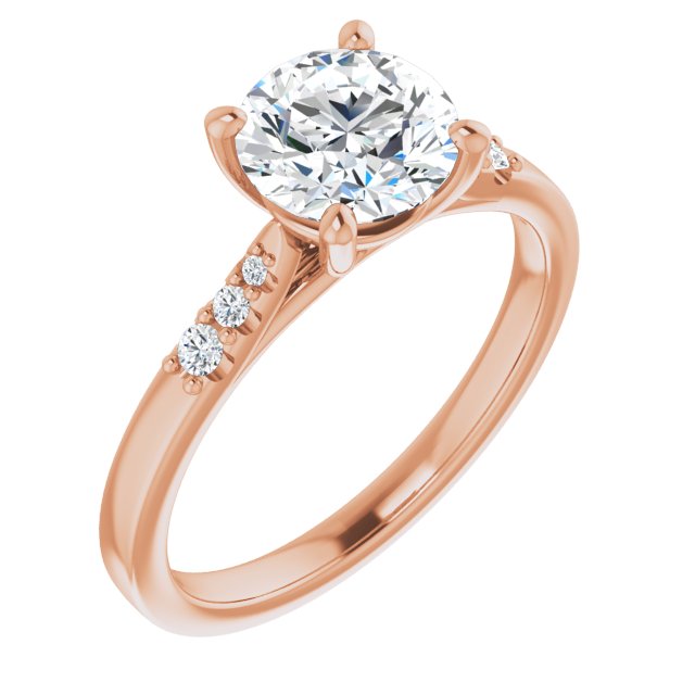 10K Rose Gold Customizable 7-stone Round Cut Cathedral Style with Triple Graduated Round Cut Side Stones