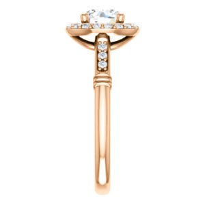 Cubic Zirconia Engagement Ring- The Thelma Ann (Customizable Cathedral-Halo Round Cut Design with Thin Accented Band)
