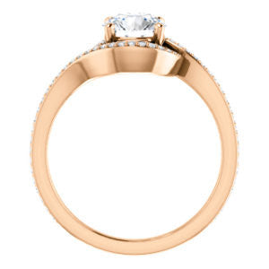 Cubic Zirconia Engagement Ring- The Annalisa (Customizable Round Cut Bypass with Twisting Pavé Band)