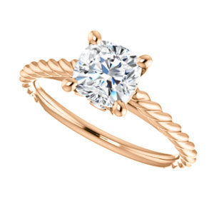Cubic Zirconia Engagement Ring- The Lolita (Customizable Cushion Cut Style with Braided Metal Band and Round Bezel Peekaboo Accents)