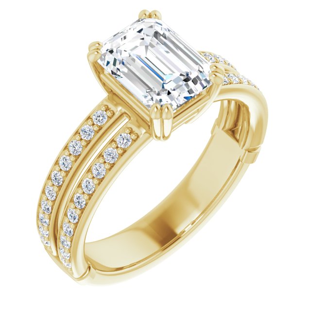 Cubic Zirconia Engagement Ring- The Constance (Customizable Radiant Cut Design featuring Split Band with Accents)