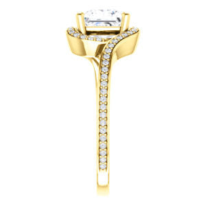Cubic Zirconia Engagement Ring- The Annalisa (Customizable Princess Cut Bypass with Twisting Pavé Band)