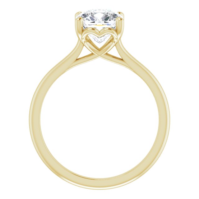 Cubic Zirconia Engagement Ring- The Josepha (Customizable Cathedral-style Cushion Cut Solitaire with Decorative Heart Prong Basket)