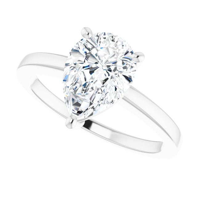 Cubic Zirconia Engagement Ring- The Avril (Customizable Bowl-Prongs Pear Cut Solitaire with Thin Band)