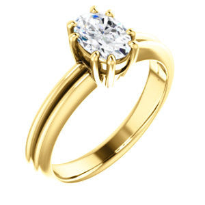 Cubic Zirconia Engagement Ring- The Reese (Customizable Oval Cut Solitaire with Grooved Band)
