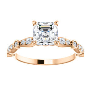Cubic Zirconia Engagement Ring- The Lindsay (Asscher Cut Ladies' Belt-Inspired Customizable Setting with Bezel-Set Pavé Band)