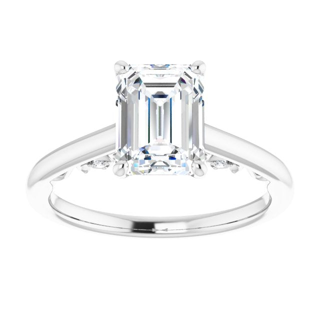 Cubic Zirconia Engagement Ring- The Heilanda (Customizable Cathedral-set Emerald Cut Style featuring Peekaboo Trellis Hidden Stones)