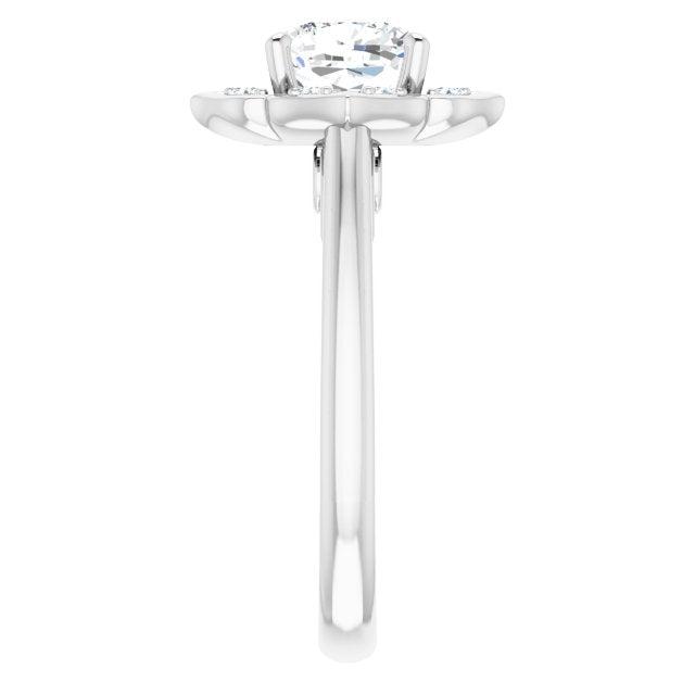 Cubic Zirconia Engagement Ring- The Neve (Customizable Cathedral-raised Cushion Cut Design with Star Halo & Round-Bezel Peekaboo Accents)