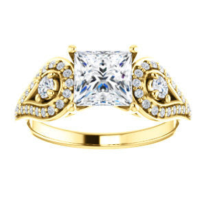 CZ Wedding Set, featuring The Tonya Laverne engagement ring (Customizable Princess Cut Design with Winged Split-Pavé Band)