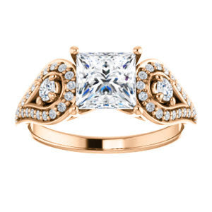 CZ Wedding Set, featuring The Tonya Laverne engagement ring (Customizable Princess Cut Design with Winged Split-Pavé Band)