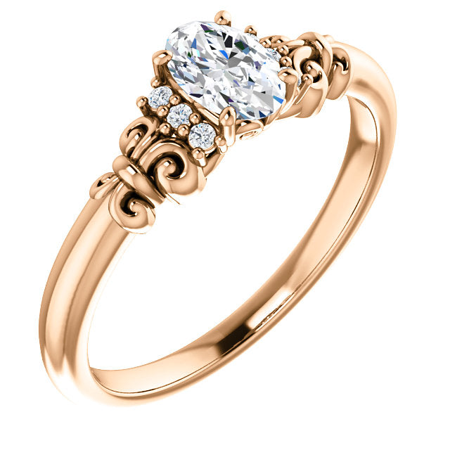 10K Rose Gold Customizable 7-stone Oval Cut Design with Vertical Round-Channel Accents