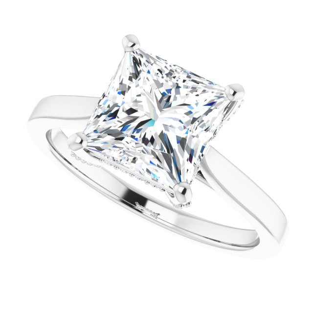 Cubic Zirconia Engagement Ring- The Aimy Jo (Customizable Cathedral-Raised Princess/Square Cut Style with Prong Accents Enhancement)