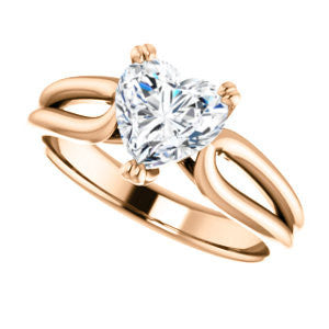 Cubic Zirconia Engagement Ring- The Jan (Customizable Heart Cut Thick-Split Band Solitaire)