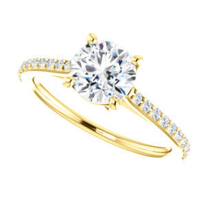 Cubic Zirconia Engagement Ring- The Tanisha (Customizable Cathedral-set Round Cut Design with Thin Pavé Band)