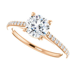 Cubic Zirconia Engagement Ring- The Tanisha (Customizable Cathedral-set Round Cut Design with Thin Pavé Band)