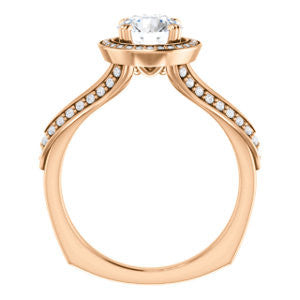 Cubic Zirconia Engagement Ring- The Loren (Customizable Round Cut Halo Design featuring Three-sided Twisting Pavé Split Band)