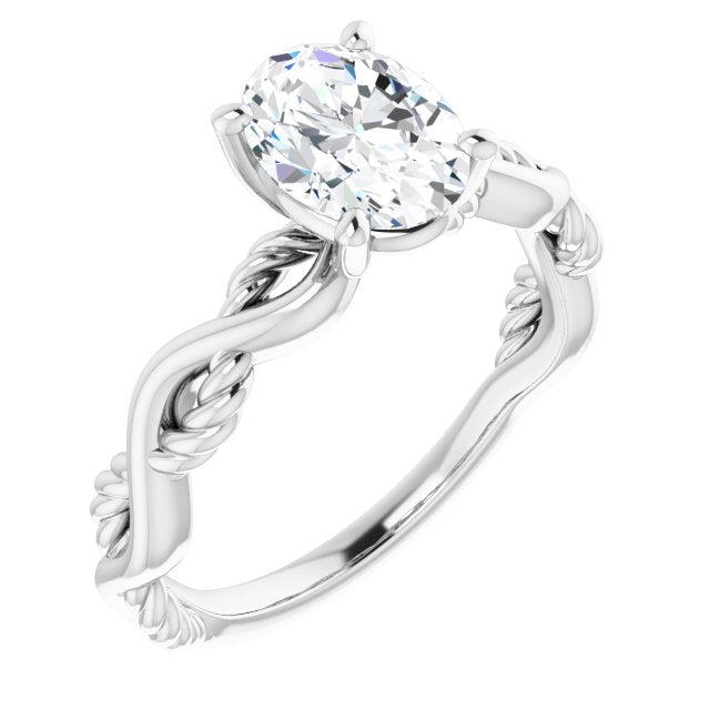 Cubic Zirconia Engagement Ring- The Marja (Customizable Oval Cut Solitaire with Twisting Split Band)