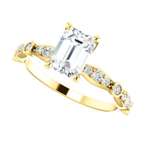 Cubic Zirconia Engagement Ring- The Lindsay (Radiant Cut Ladies' Belt-Inspired Customizable Setting with Bezel-Set Pave Band)