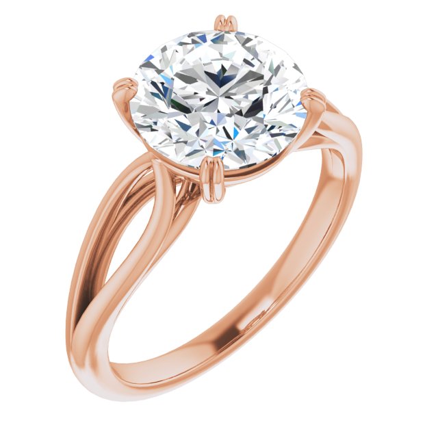 18K Rose Gold Customizable Round Cut Solitaire with Wide-Split Band