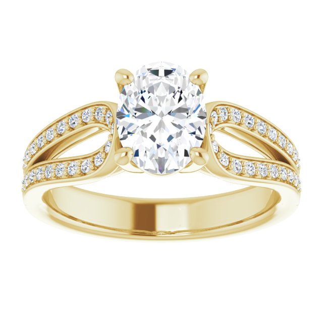 Cubic Zirconia Engagement Ring- The Annemarie (Customizable Oval Cut Design featuring Shared Prong Split-band)