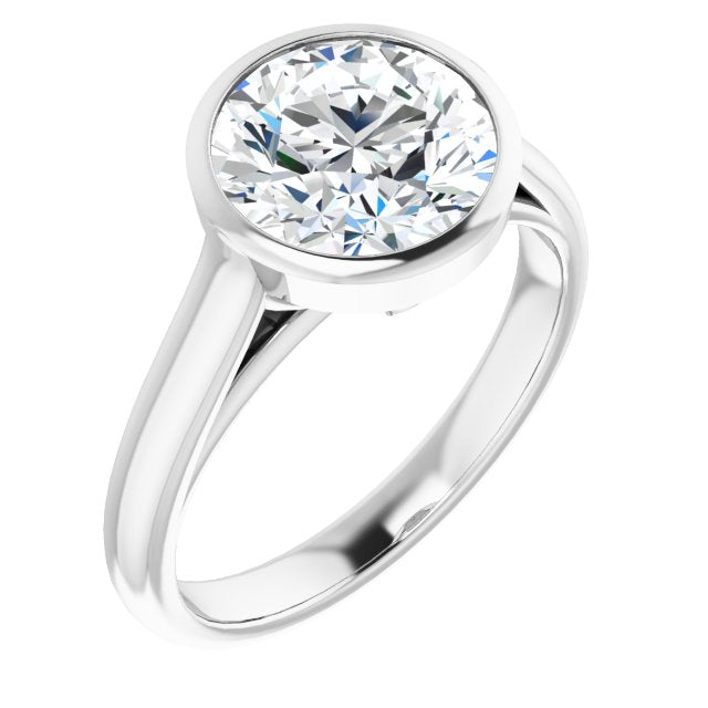 18K White Gold Customizable Cathedral-Bezel Round Cut 7-stone "Semi-Solitaire" Design