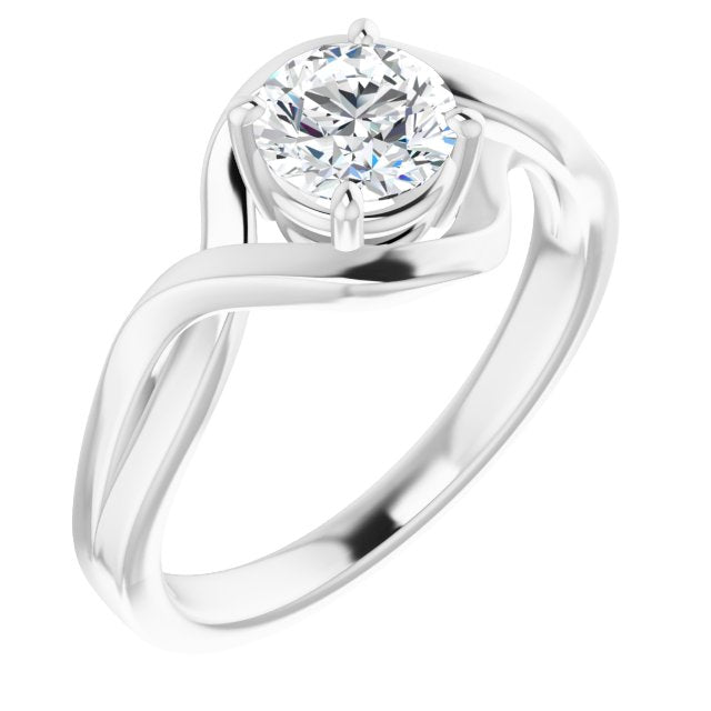 10K White Gold Customizable Round Cut Hurricane-inspired Bypass Solitaire
