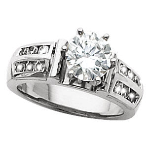 Cubic Zirconia Engagement Ring- The Dayna (Customizable with Double Row of Round Channel Accents)