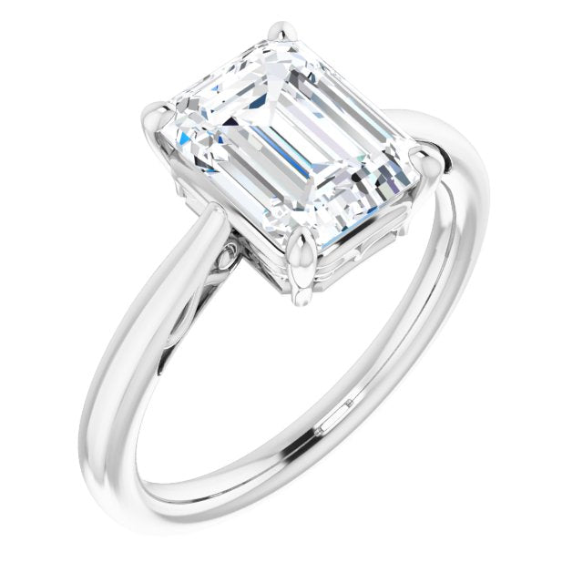 10K White Gold Customizable Emerald/Radiant Cut Solitaire with 'Incomplete' Decorations