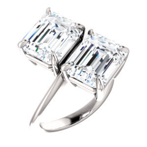 Cubic Zirconia Engagement Ring- The Patti (Customizable Radiant Cut 2-stone Bypass Style)