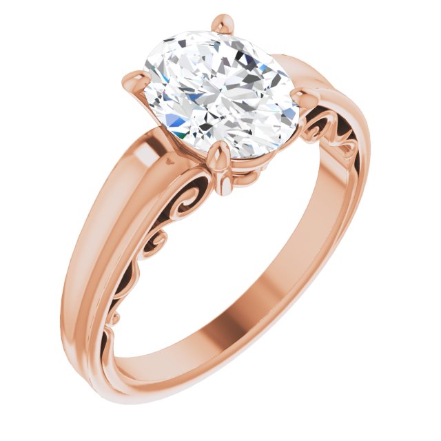 10K Rose Gold Customizable Oval Cut Solitaire
