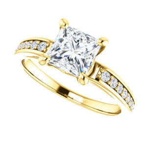 CZ Wedding Set, featuring The Sashalle engagement ring (Customizable Cathedral-Raised Princess Cut Design with Tapered Pavé Band)