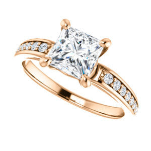 CZ Wedding Set, featuring The Sashalle engagement ring (Customizable Cathedral-Raised Princess Cut Design with Tapered Pavé Band)